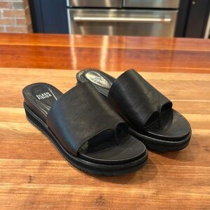 Eileen Fisher Black Leather Mules/Sandals Size 8